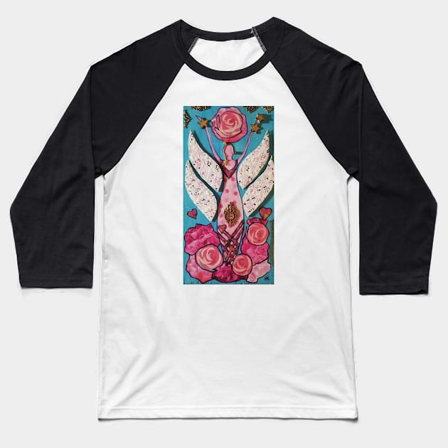 Rose Goddess Angel by Harriette Knight Baseball T-Shirt by harrietteknight